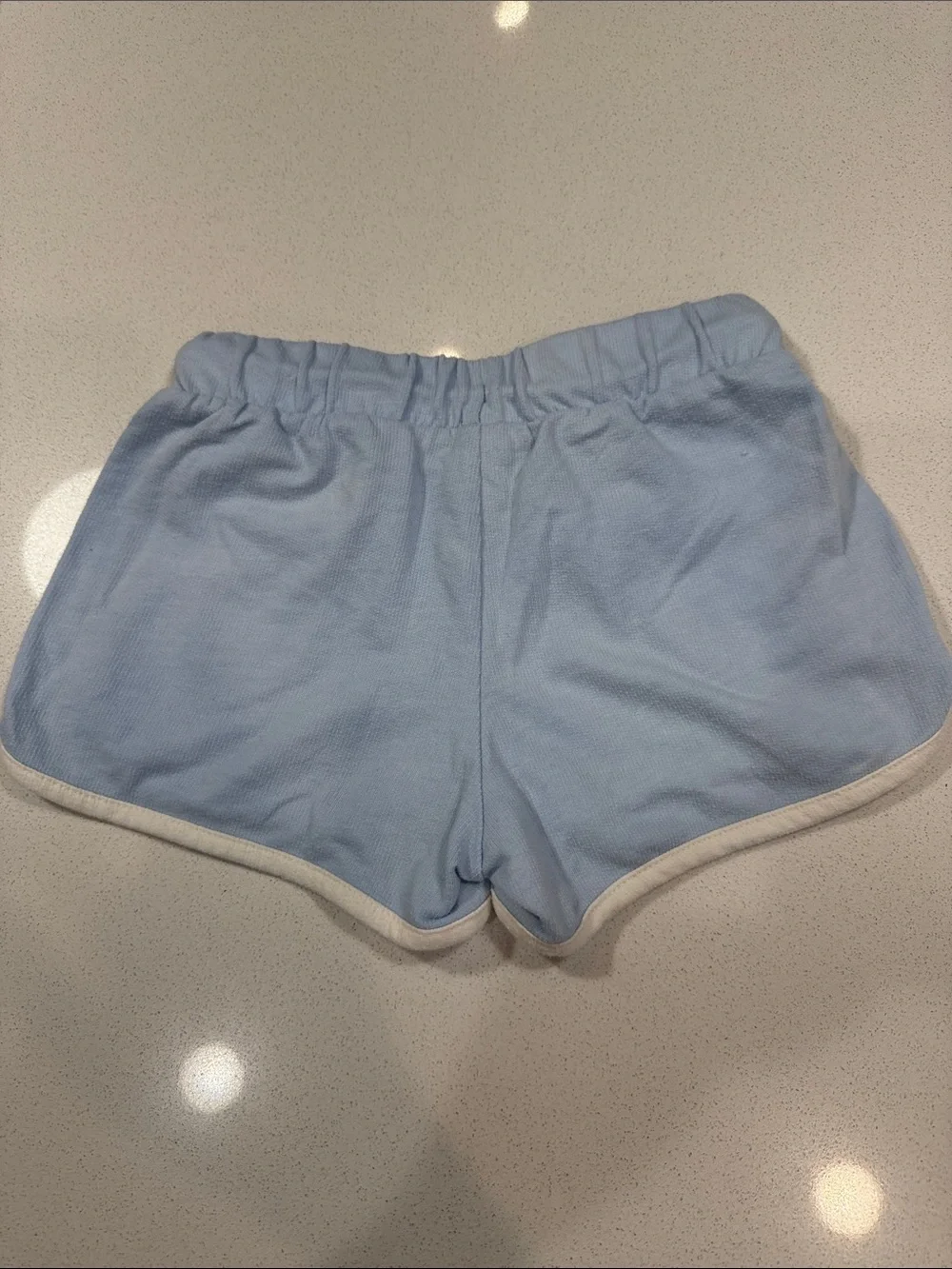Old Navy Girls Pale Blue Terry Drawstring Shorts with White Trim